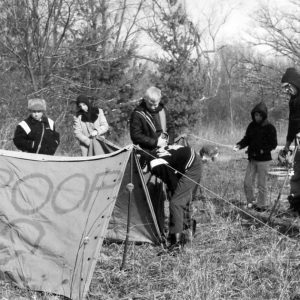 00-00-0000 Group erecting tent for Troop 2. Photo by Robert Mills