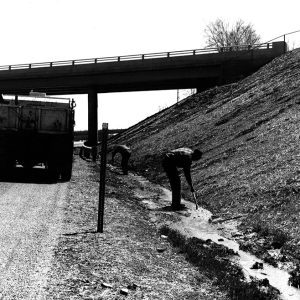 04-25-1966 South of Mansfield SR13 Highway roadside maintenance necessary because of erosion (photo by R. Mills)-website