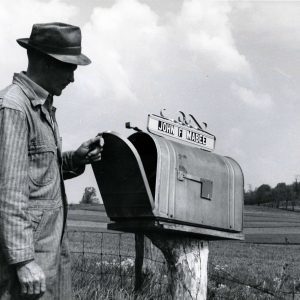 John Mabee checking the mailbox at his farm on Pleasant Valley Road in Lucas and Monroe Township on May 5, 1968. Information verified by his grandson, John Mabee.