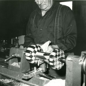 05-14-1973 Ray Myers shown as he polishes a new handmade lamp-website