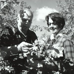 09-30-1970 Dr E E (Gene) Good and Mrs. Tommie Good observe oak foliage at Oak Openings State Park near Toledo-0001