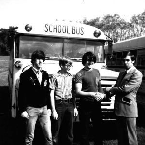 10-09-1973 Land Judging Contest Jack Gatton Farm Doug Ramsey, Stan Lomox, Scot Eilenfeld with Larry Kocheiser of Society Bank-Website