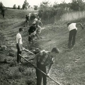 Members of Springfield Sparks 4-H club seeding a roadside berm for erosion control at Richland Rural Life Center-website