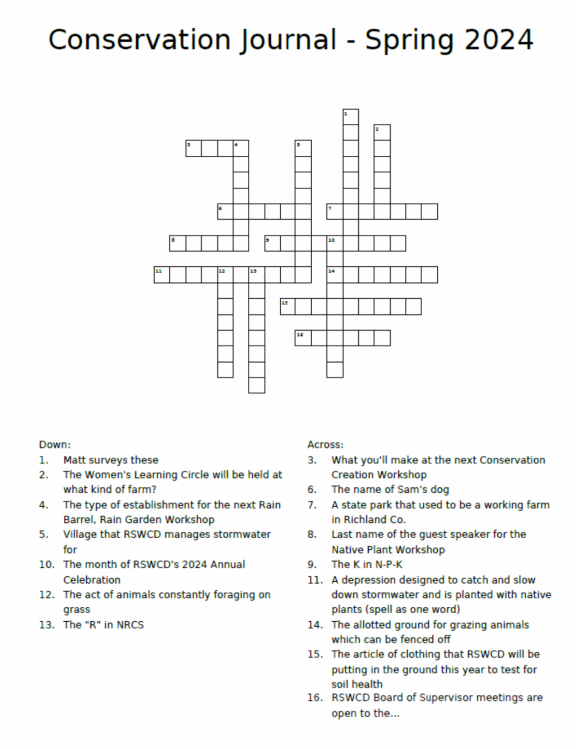 Screenshot of crossword puzzle