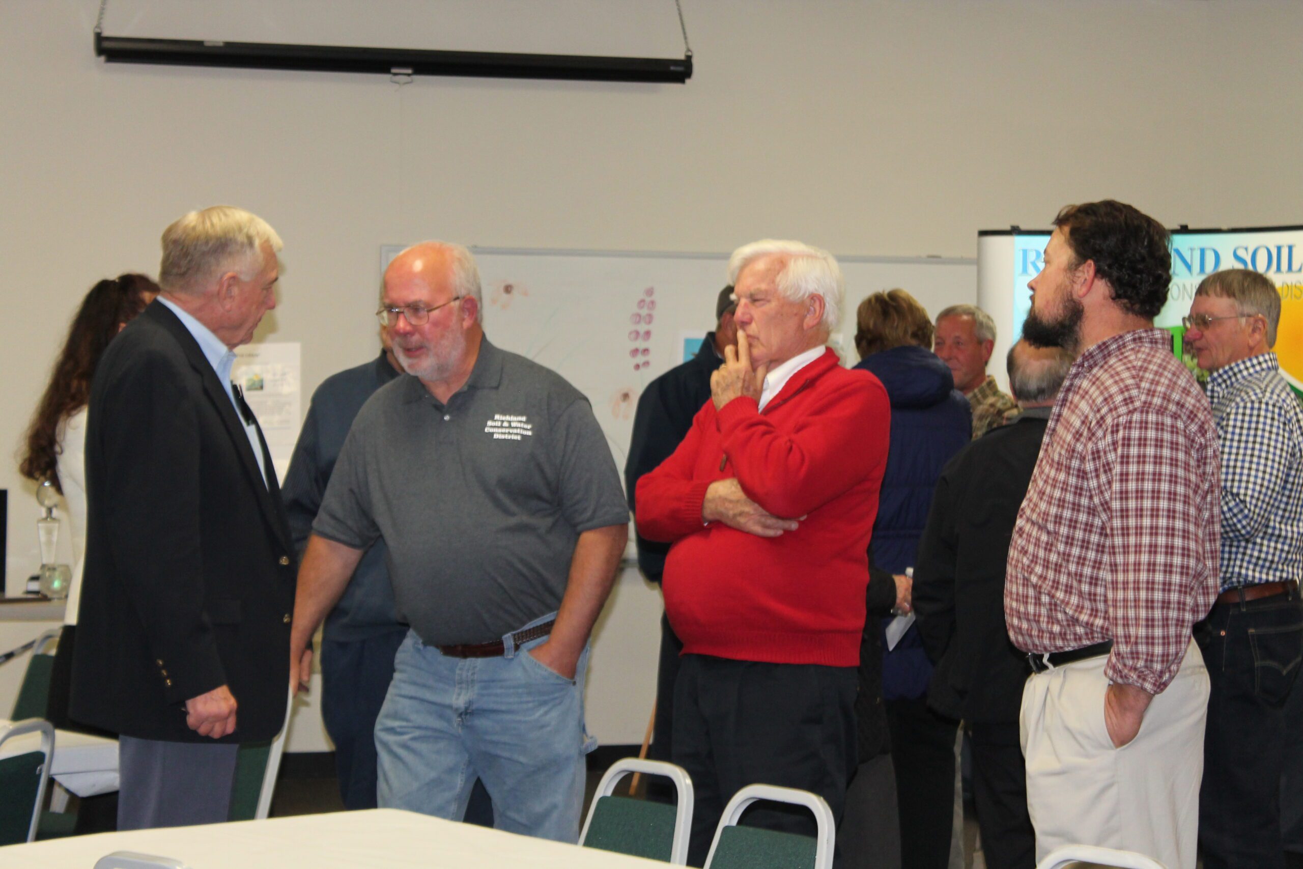 L to R Denny, Guy Guest Speaker; Hopkins, Lanny Richland SWCD Supervisor; Huffman, Jim; Brown, Alex