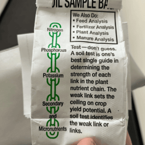 Soil test bag full of soil