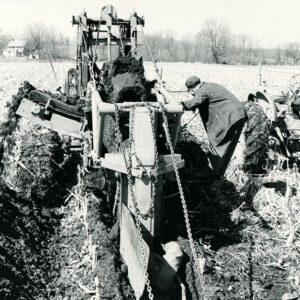 March 18, 1968 Tile Drainage Contractor (Harold Company), Installing Tile at the John Winger Farm. Miffin Township