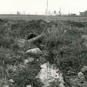 April 1980 Owens Farm in Troy Township on Needham Rd. 15 inch cut above natural drainway thru cropfield before construction of designed waterway