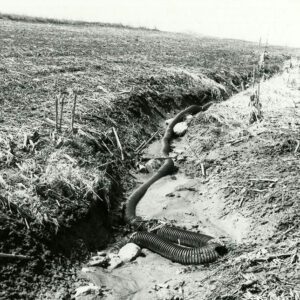 April 2, 1981 Drain tubing washed out of a trench by running water in Butler Township