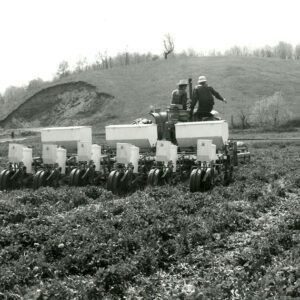 May 5, 1980 Nathan Hickersen planting No-till corn in clover sod in Jim Bender Farm