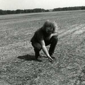 May 28 H.L. Hopkins checks the progress of no-till corn in soybean stubble on Taylortown Road in Jackson Township