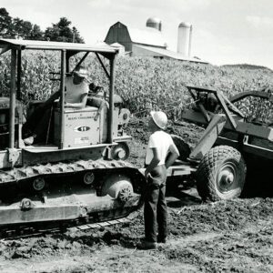 August 25, 1970 Geo and Ronald Spoerr Farm with Phil and Bill McFarland. Construction of a grass waterway