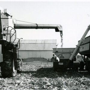 November 13, 1980 Using a weigh wagon to make a no-till corn yield check at the H.L. Hopkins Farm in Jackson Township
